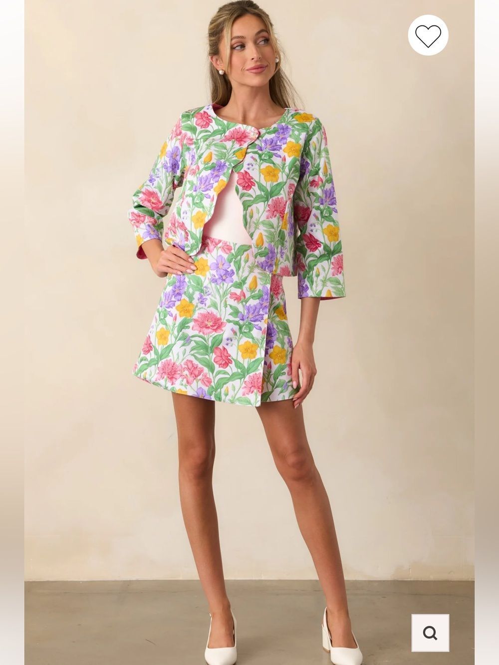 Prosperina  BEAUMONT REVERSIBLE GARDEN PARTY FLORAL COTTON SCALLOP JACKET Blazer